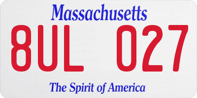 MA license plate 8UL027