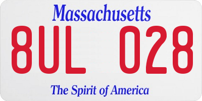 MA license plate 8UL028