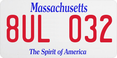 MA license plate 8UL032
