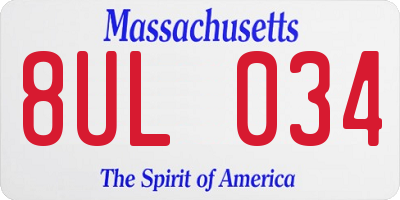 MA license plate 8UL034