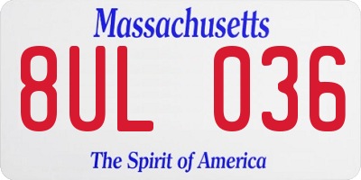 MA license plate 8UL036