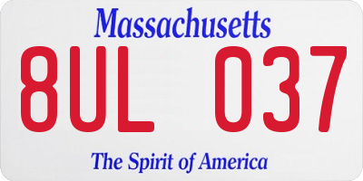 MA license plate 8UL037