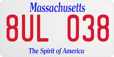 MA license plate 8UL038