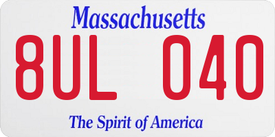 MA license plate 8UL040