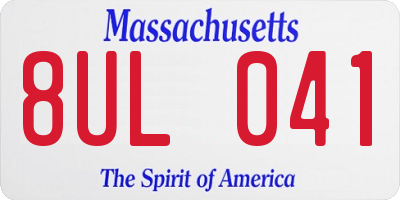 MA license plate 8UL041