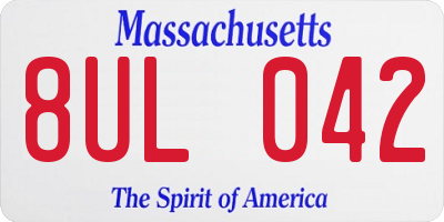MA license plate 8UL042