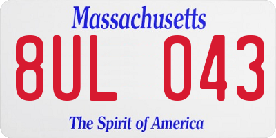 MA license plate 8UL043