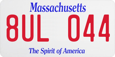 MA license plate 8UL044