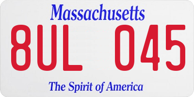MA license plate 8UL045