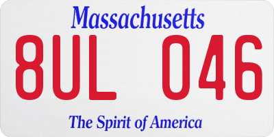 MA license plate 8UL046