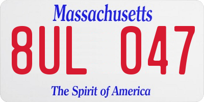 MA license plate 8UL047