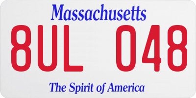 MA license plate 8UL048