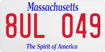 MA license plate 8UL049