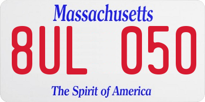 MA license plate 8UL050