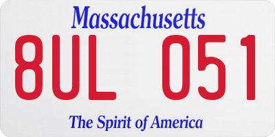 MA license plate 8UL051
