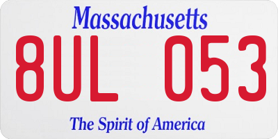 MA license plate 8UL053