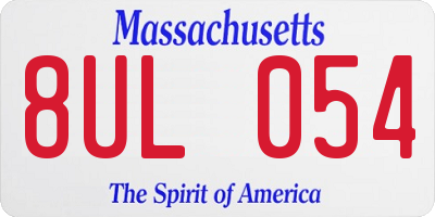 MA license plate 8UL054