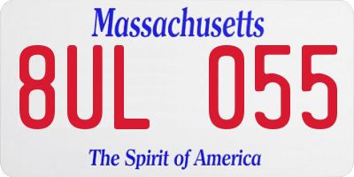 MA license plate 8UL055