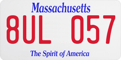 MA license plate 8UL057