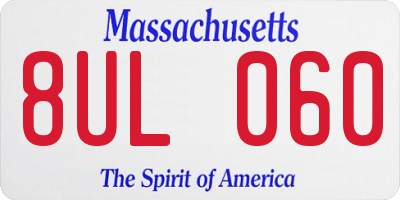 MA license plate 8UL060