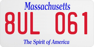 MA license plate 8UL061