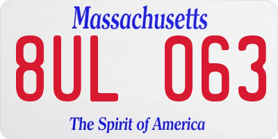 MA license plate 8UL063