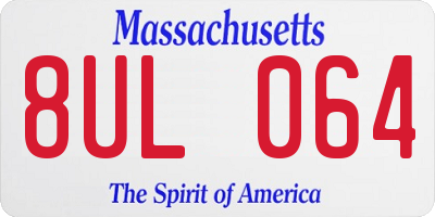 MA license plate 8UL064