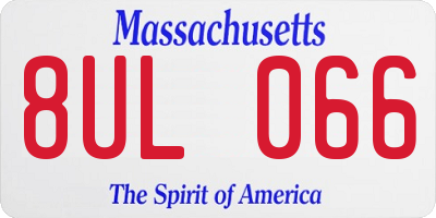 MA license plate 8UL066