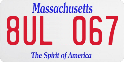 MA license plate 8UL067