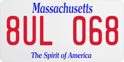 MA license plate 8UL068