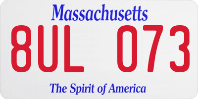 MA license plate 8UL073
