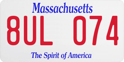 MA license plate 8UL074