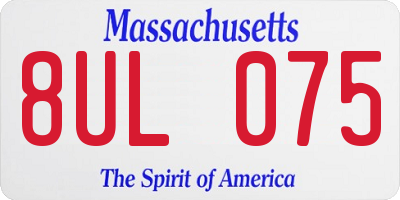 MA license plate 8UL075