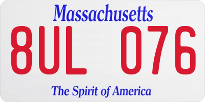 MA license plate 8UL076