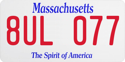MA license plate 8UL077