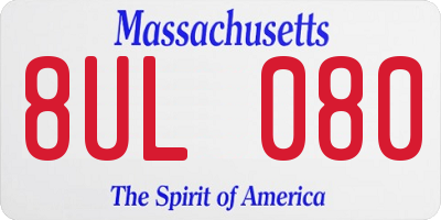 MA license plate 8UL080
