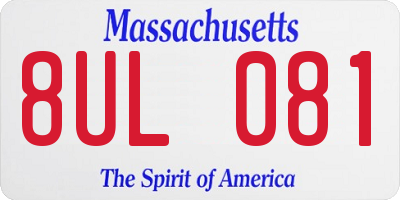 MA license plate 8UL081