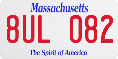MA license plate 8UL082