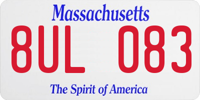 MA license plate 8UL083