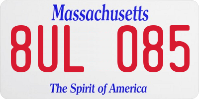MA license plate 8UL085
