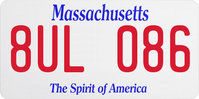 MA license plate 8UL086