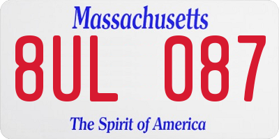 MA license plate 8UL087