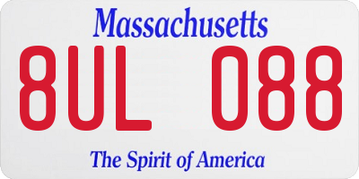 MA license plate 8UL088
