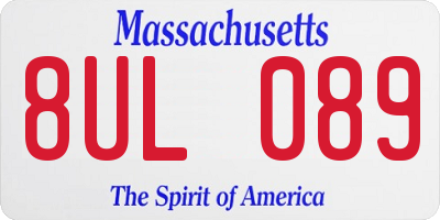 MA license plate 8UL089