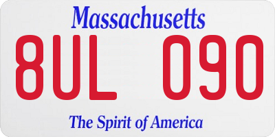 MA license plate 8UL090