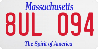 MA license plate 8UL094