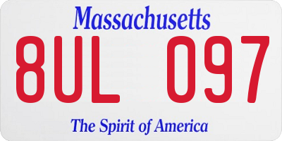 MA license plate 8UL097