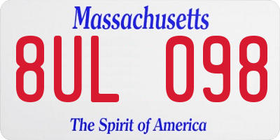 MA license plate 8UL098