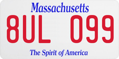 MA license plate 8UL099