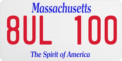 MA license plate 8UL100